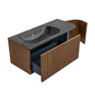 MONDIAZ KURVE-DLUX 105cm Meuble salle de bain avec module 25 D - couleur Walnut - 1 tiroir - 1 porte - vasque BIG SMALL gauche - 1 trou de robinet - couleur Lava SW1137232