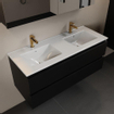 Mondiaz AIVY Ensemble de meuble - 120x45x50cm - 2 trous de robinet - 2 vasques Talc céramique - Gauche et droite - 2 tiroirs - avec miroir - MDF Urban SW892198