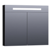 Saniclass Double Face Spiegelkast - 80x70x15cm - verlichting - geintegreerd - 2 links- rechtsdraaiende spiegeldeur - MDF - hoogglans zwart SW24965