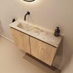 MONDIAZ TURE-DLUX 80cm meuble de toilettes Washed Oak. EDEN vasque Frappe position gauche. Sans trou de robinet. SW1103075