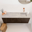 Mondiaz JOYA-DLUX 100cm meuble de salle de bains - couleur Walnut - Vasque FAYE position Droite Sans trou de robinet couleur Glace. SW1422392