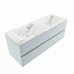 Mondiaz VICA-DLUX Ensemble de meuble de salle de bain - 130cm - meuble sous-vasque argile - 2 tiroirs - lavabo encastré nuage double - 2 trous de robinet - version haute de 60cm - frape SW1089258