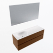 Mondiaz VICA ensemble de meuble de salle de bain - 130cm - meuble sous-vasque repos - 2 tiroirs - lavabo moon gauche - sans trous de robinet - couleur talc - miroir LED - version XL 60cm haut SW1092199