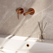 Brauer Copper Carving Robinet lavabo encastrable avec bec droit à droite et rosaces Modèle A2 Cuivre brossé PVD SW715691