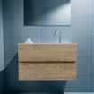 MONDIAZ ADA Toiletmeubel - 80x30x50cm - 1 kraangat - 2 lades - washed oak mat - wasbak midden - Solid surface - Wit SW472769