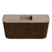 Mondiaz JOYA-DLUX 83.2cm meuble de salle de bains - arrondis gauche et droite couleur Walnut - Vasque FAYE position Milieu Sans trou de robinet couleur Saba. SW1424692