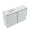 MONDIAZ TURE-DLUX Meuble toilette - 80cm - Greey - EDEN - vasque Opalo - position gauche - sans trou de robinet SW1104365