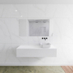 Mondiaz Lagom Meuble salle de bains 140x30.9x45cm Solid Surface Talc 1 tiroir avec lavabo BINX vasque à poser Droite sans trous de robinet SW409046