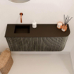 Mondiaz JOYA 91.6cm meuble de salle de bains - arrondi droit couleur Shadow - Vasque FAYE position Gauche Sans trou de robinet couleur Urban SW1421561