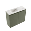 MONDIAZ TURE-DLUX Meuble toilette - 60cm - Army - EDEN - vasque Ostra - position gauche - sans trou de robinet SW1104703