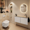 MONDIAZ TURE-DLUX Meuble toilette - 100cm - Linen - EDEN - vasque Frappe - position droite - 1 trou de robinet SW1102838