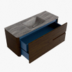 Mondiaz CIRO-DLUX Meuble de salle de bains - 120x45x50cm - vasque en solid surface Oza - 1 lavabo au milieu - sans trous de robinet - 2 tiroirs - Noyer SW1530656