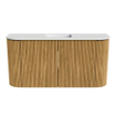 Mondiaz JOYA 83.2cm toiletmeubel - ronding links en rechts kleur Oak - Wastafel FAYE positie Midden Zonder kraangat kleur Talc. SW1421159