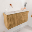 Mondiaz JOYA-DLUX 80cm toiletmeubel - kleur Oak - Wastafel FAYE positie Links Zonder kraangat kleur Ostra. SW1422216