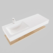 MONDIAZ ALAN 120cm - Ensemble meuble de salle de bains - tablette - chêne patiné - lavabo suspendu - vasque à gauche - 1 trou de robinet - talc SW408687