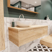 MONDIAZ LUSH Ensemble de meuble salle de bain - 120cm - 1 tiroir - lavabo BARCO - vasque à gauche - 1 trou de robinet - chêne blanchi SW409554