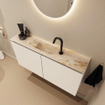 MONDIAZ TURE-DLUX Meuble toilette - 100cm - Talc - EDEN - vasque Frappe - position centrale - 1 trou de robinet SW1102598