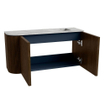 Mondiaz JOYA-DLUX 81.6cm toiletmeubel - ronding links kleur Walnut - Wastafel FAYE positie Rechts Zonder kraangat kleur Glace. SW1422437