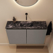 MONDIAZ TURE-DLUX Meuble toilette - 80cm - Smoke - EDEN - vasque Lava - position centrale - sans trou de robinet SW1104106