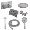 BRAUER Chrome Edition Thermostatische Regendouche inbouw - drukknoppen - SET 59 - 20cm hoofddouche - plafondarm - 3 standen handdouche - doucheslang - wandaansluitbocht - chroom SW925556