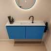 MONDIAZ TURE-DLUX Meuble toilette - 100cm - Jeans - EDEN - vasque Opalo - position centrale - 1 trou de robinet SW1104362