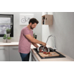 Hansgrohe M42 M429-H220 Mitigeur de cuisine 1 trou avec douchette extractible et bec pivotant à 360° en acier inoxydable SW241694