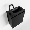 MONDIAZ TURE Kit lave-mains - 40x23x50cm - 1 trou de robinet - 1 porte - urban mat - Lavabo à droite - Solid Surface Noir SW475249