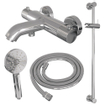 Brauer Chrome Carving Robinet baignoire thermostatique avec barre de douche et douchette ronde 3 jets Chrome SW715639