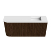 Mondiaz JOYA 91.6cm meuble de salle de bains - arrondi gauche couleur Walnut - Vasque FAYE position Droite 1 trou de robinet couleur Talc SW1421316