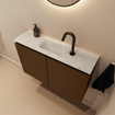 MONDIAZ TURE-DLUX Meuble toilette - 80cm - Rust - EDEN - vasque Opalo - position centrale - 1 trou de robinet SW1104541