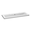 Saniclass Foggia Plan vasque 120x46cm 2 trous de robinet avec trop plein et vasque simple marbre minéral Blanc mat SW542365