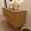 Mondiaz CIRO-DLUX Ensemble de meuble de salle de bains - 150x45x50cm - Plan vasque solid surface Oza - 2 lavabos double - 2 trous de robinet - 4 tiroirs - Chêne SW1531141