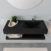 MONDIAZ ALAN 100cm - Ensemble meuble de salle de bains - solid surface - tablette avec lavabo suspendu - vasque à droite - 1 trou de robinet - urban SW408854