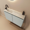 MONDIAZ TURE-DLUX Meuble toilette - 80cm - Greey - EDEN - vasque Ostra - position gauche - 1 trou de robinet SW1104856