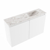 MONDIAZ TURE-DLUX Meuble toilette - 80cm - Talc - EDEN - vasque Glace - position droite - sans trou de robinet SW1103108