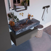 Mondiaz ALAN-DLUX Ensemble de meuble - 90cm - meuble Dark grey mat - 1 tiroir - Lavabo Cloud Lava suspendu - vasque Centre - 0 trous de robinet SW807932