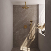 BRAUER Gold Carving douche de pluie encastrée thermostatique - 3 voies - rond - set 84 - pomme de douche 30cm - bras de plafond - douchette 3 jets - flexible de douche - coude mural - or brossé PVD SW1159077