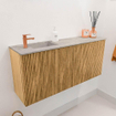 Mondiaz JOYA-DLUX Meuble de salle de bains 90cm - couleur Oak - Vasque FAYE position Gauche 1 trou de robinet couleur Glace SW1421982