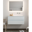 Mondiaz VICA ensemble de meuble de salle de bain - 100cm - meuble sous-vasque argile - 2 tiroirs - lavabo lune droite - sans trou de robinet - miroir LED - version XL 60cm de haut SW1097863