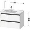 Duravit Ketho 2 wastafelonderbouwkast met 2 laden voor waskom links 78.4x45.5x54.9cm met grepen antraciet eiken terra mat SW773046