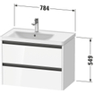 Duravit ketho meuble 2 vasques avec 2 tiroirs pour vasque à gauche 78.4x45.5x54.9cm avec poignées anthracite béton gris mat SW772680