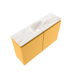 MONDIAZ TURE-DLUX Meuble toilette - 80cm - Ocher - EDEN - vasque Frappe - position centrale - sans trou de robinet SW1102868