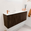 Mondiaz JOYA 101.6cm meuble de salle de bains - arrondi droit couleur Walnut - Vasque FAYE position Gauche 1 trou de robinet couleur Talc. SW1421279