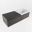 MONDIAZ BUKLA 120cm ensemble de meuble avec module 60 couleur Marron Foncé avec 2 tiroirs. Lavabo CLOUD à droite 1 trou de robinet couleur Talc. SW1382010