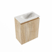 MONDIAZ TURE-DLUX Meuble toilette - 40cm - Washed Oak - EDEN - vasque Ostra - position droite - sans trou de robinet SW1105109