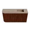 Mondiaz JOYA-DLUX Meuble de toilette 81,6cm - arrondi gauche couleur Ruby - Lavabo FAYE position Droite 1 trou de robinet couleur Saba SW1425614