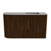Mondiaz JOYA-DLUX 71.6cm meuble de salle de bains - arrondi gauche couleur Walnut - Vasque FAYE position Droite Sans trou de robinet couleur Oza. SW1424586