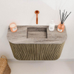 Mondiaz JOYA-DLUX 63.2cm toiletmeubel - ronding links en rechts kleur Dusk - Wastafel FAYE positie Midden Zonder kraangat kleur Oza. SW1426026