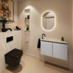 MONDIAZ TURE-DLUX Meuble toilette - 80cm - Plata - EDEN - vasque Ostra - position gauche - 1 trou de robinet SW1104993