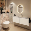 MONDIAZ TURE-DLUX Meuble toilette - 120cm - Talc - EDEN - vasque Glace - position centrale - 1 trou de robinet SW1103132